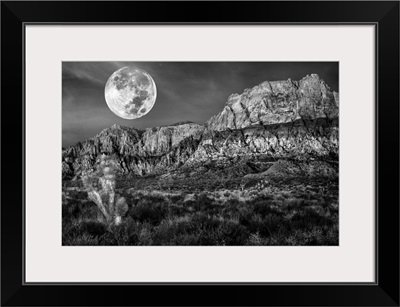 Desert Mountains On A Night Of The Full Moon