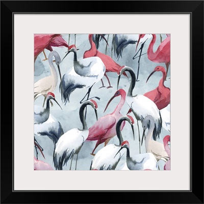 Pink And Gray Storks
