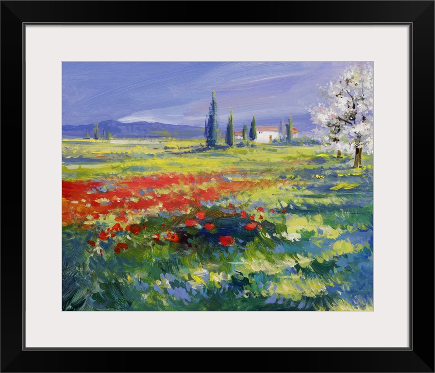 Red poppies on a summer meadow - originally oil paints on acrylics.