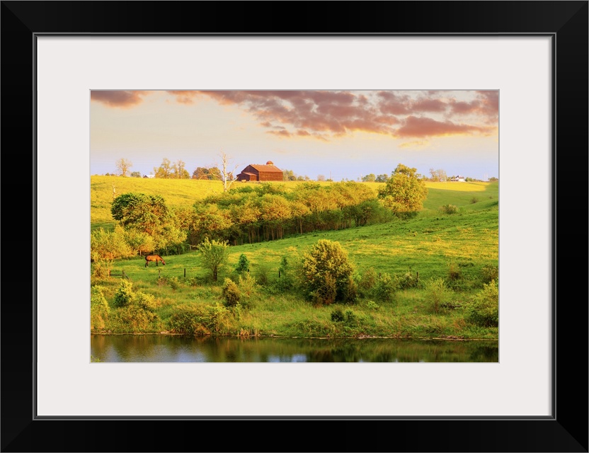 Scenic rural landscape in central Kentucky in the evening.