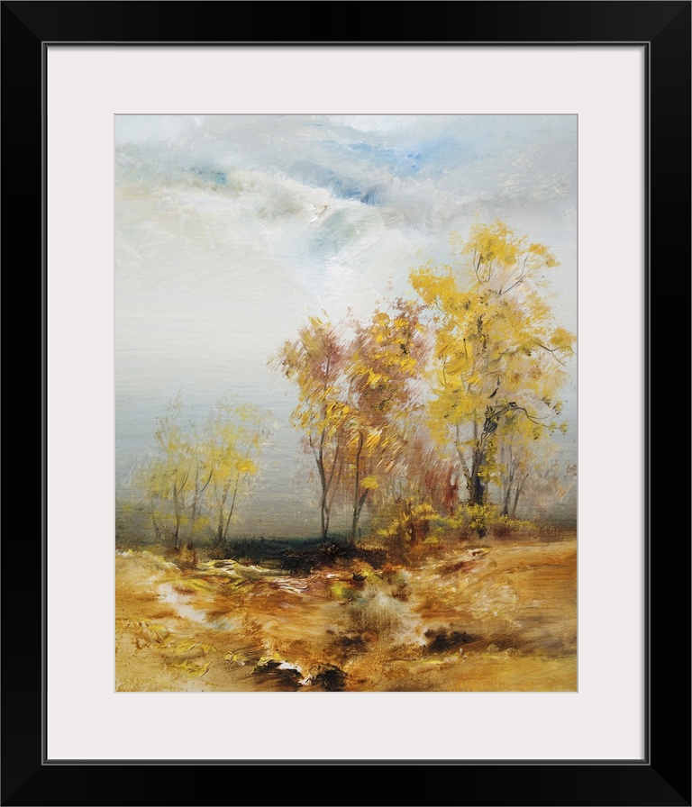 Trees in autumn, originally an oil painting.