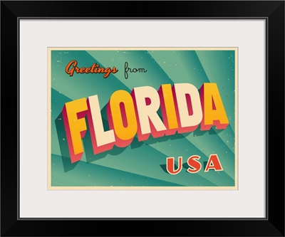 Vintage Touristic Greeting Card - Florida