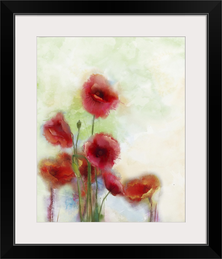 Originally a watercolor flowers painting. Flowers in soft color and blur style for background. Vintage painting flowers.