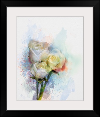 White Roses Floral In Pastel Color With Light Pink And Yellow And Blurred Background