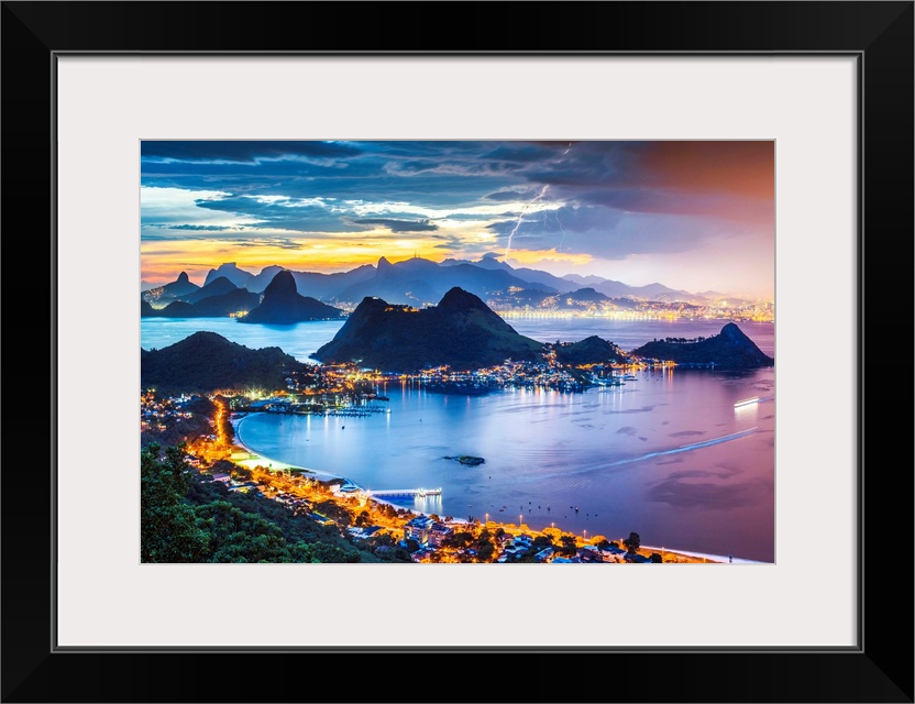 Brazil, Rio de Janeiro, Niteroi, View of Niteroi, Rio de Janeiro, Baia de Guanabara and Christ the Redeemer in the backgro...