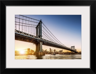 Brooklyn, Dumbo, Manhattan Bridge, Brooklyn Bridge At Sunset