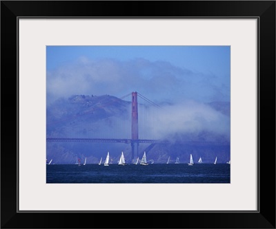 California, San Francisco, Golden Gate Bridge, The bridge and Fisherman's Wharf
