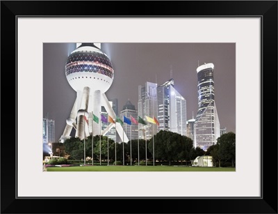 China, Shanghai, Pudong, Oriental Pearl Tower, Tower and Pudong district buildings