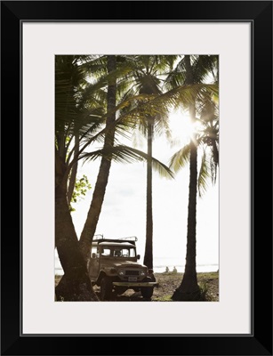 Costa Rica, Puntarenas, Dominical, Jeep on Playa Dominical