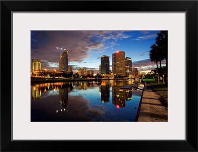 Florida, Tampa, Skyline from the park of the University and the Hillsborough River