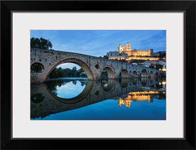 France, Canal Du Midi, Cathedral Of Saint-Nazaire, The Old Bridge, The Orb River, Dusk