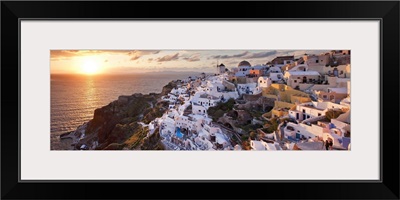 Greece, Aegean islands, Cyclades, Santorini island, Greek Islands, Oia village at sunset