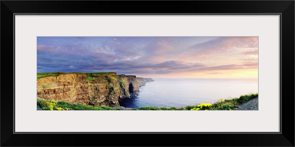 Ireland, Galway, Sunset on Cliffs of Moher.