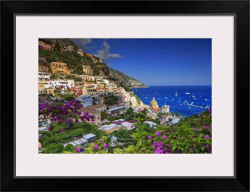 Italy, Campania, Amalfi Coast, Positano, Positano village at sunset