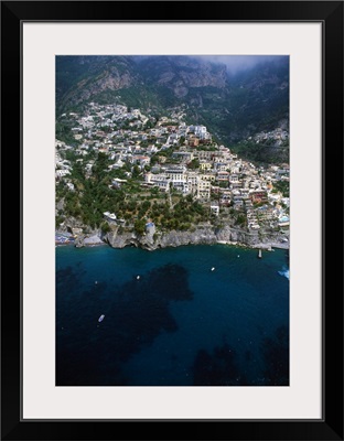 Italy, Campania, Positano, Amalfi Coast, aerial view of Positano