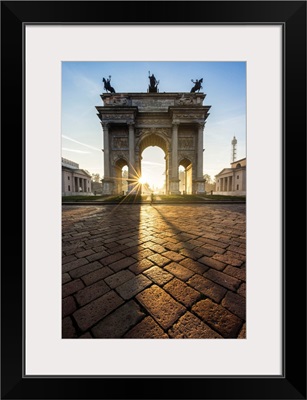 Italy, Lombardy, Milano District, Milan, Porta Sempione Or Arco Della Pace At Sunrise