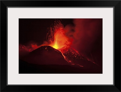 Italy, Mount Etna, Strombolian activity at the Southeast Crater