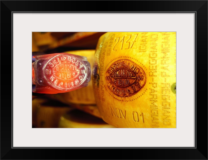 Italy, Parma district, Parmigiano Reggiano, shape with brand