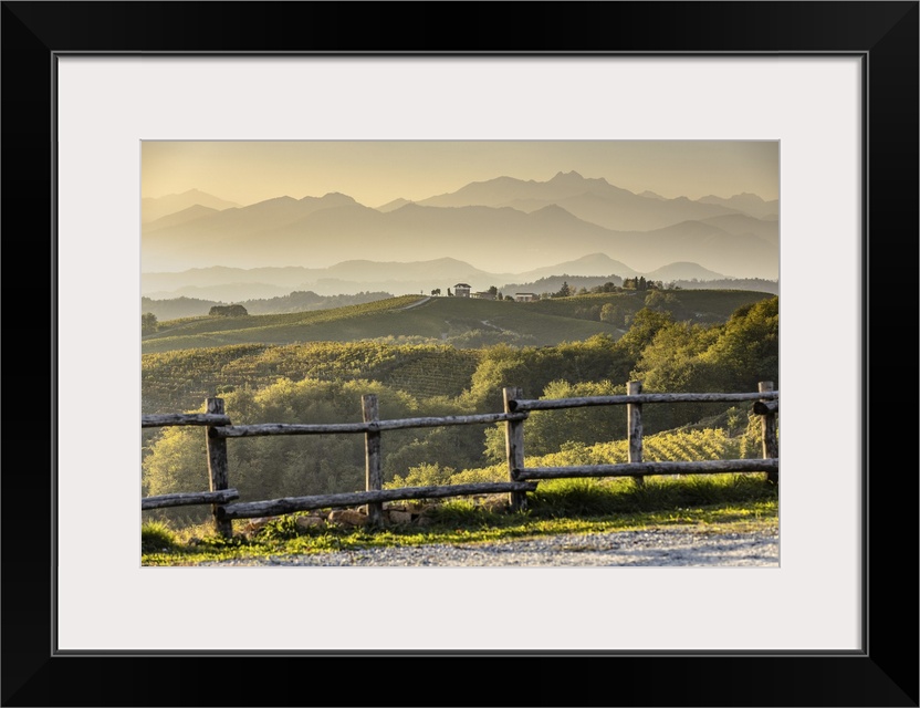 Italy, Piedmont, Vercelli district, Alps, Alto Piemonte, Gattinara, The hills of the Nebbiolo vineyards in Gattinara and t...