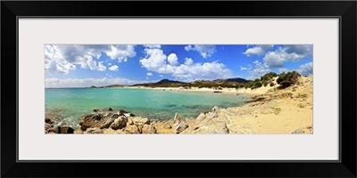 Italy, Sardinia, Costa del Sud, Chia, Panoramic view of the beach of Su Giudeu