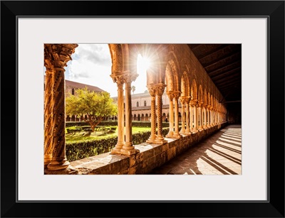 Italy, Sicily, Monreale, The Cloister Of The Benedictine Abbey Next To The Cathedral