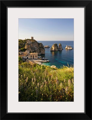 Italy, Sicily, Tonnara and faraglioni (stack rocks)