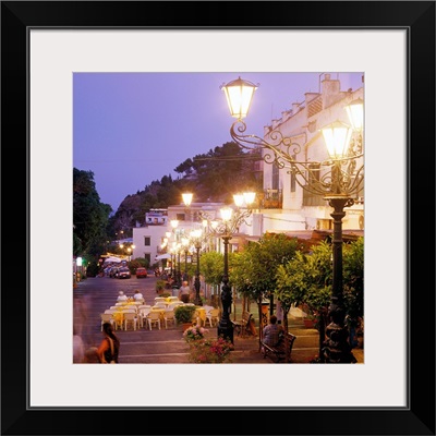 Italy, Sicily, Ustica, Little square with lamp street