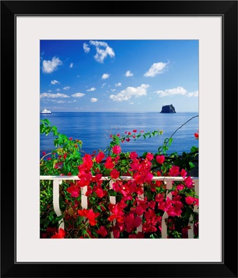 Italy, Sicily, View from Stromboli island towards the Strombolicchio islet
