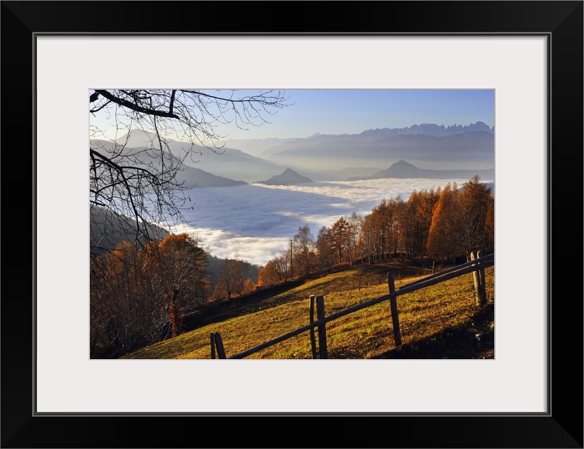 Italy, Trentino-Alto Adige, Trentino, Alps, Val Sugana, View towards Monte Bondone, Calisio, Paganella and Gruppo di Brent...