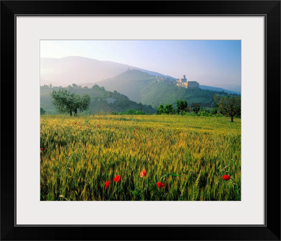 Italy, Umbria, Assisi, view of the hill, Basilica of San Francesco