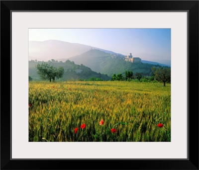 Italy, Umbria, Assisi, view of the hill, Basilica of San Francesco