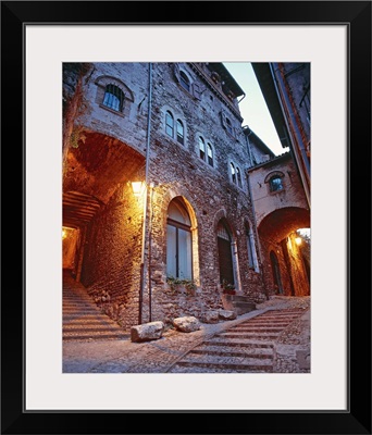 Italy, Umbria, Spoleto town, typical street