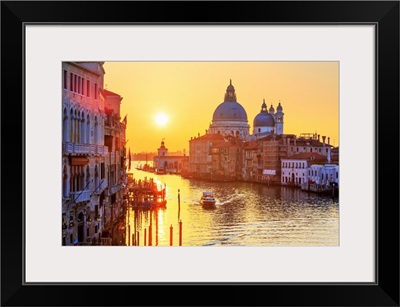 Italy, Venice, Grand Canal, Santa Maria Della Salute And The Grand Canal At Sunrise