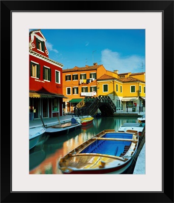 Italy, Venice, Island of Burano and typical homes along canal