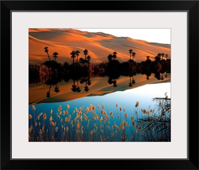 Libya, Fezzan, Ubari Desert, Lake Oum el Ma