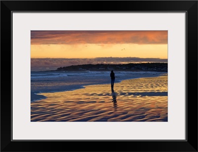 Maine, Cape Neddick, Atlantic ocean, New England, Sunset at the Long Sands Beach