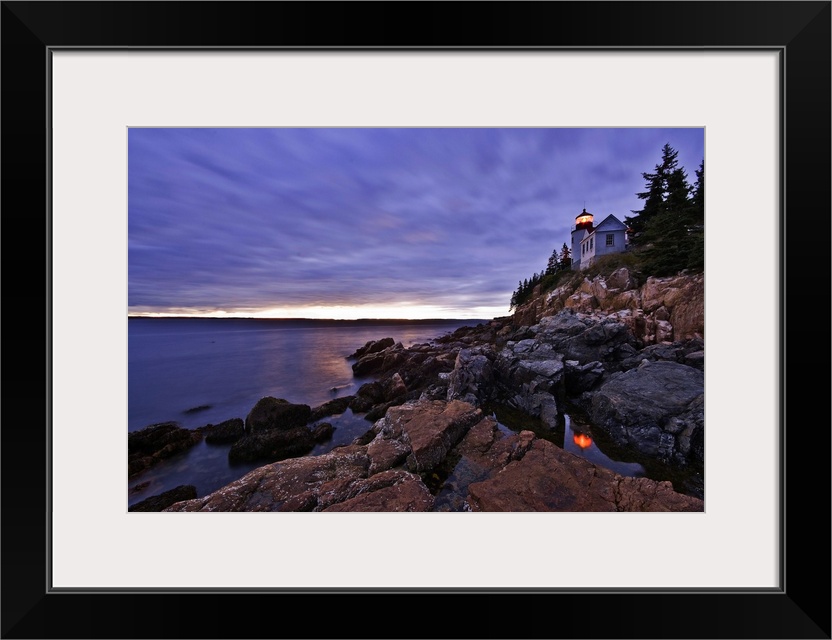 Maine, Mount Desert Island, The Bass Harbor lighthouse at dusk