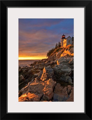 Maine, Mount Desert Island, The Bass Harbor lighthouse at sunset