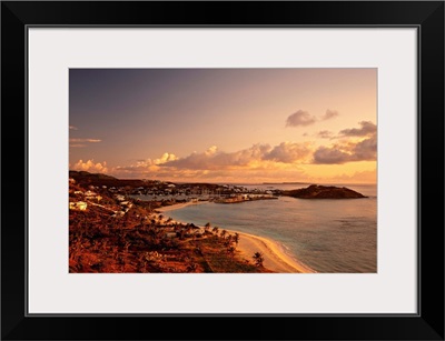 Netherlands Antilles, Caribbean, Saint Martin, View towards Dawn Beach and Oyster Pond