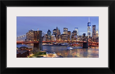 New York City, Manhattan, Brooklyn Bridge, Downtown skyline