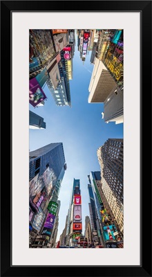 New York City, Manhattan, Midtown, Times Square, View Of Skyscrapers From Street Level