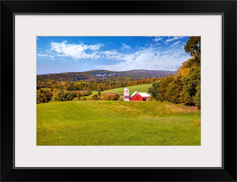 New York, Warwick, Farm with Barn and silos.