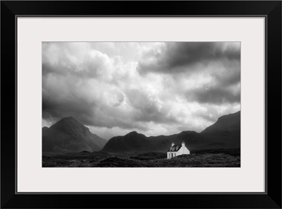 Scotland, Inner Hebrides, Isle of Skye, Highlands, Cottage in the moors