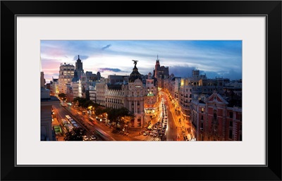 Spain, Comunidad de Madrid, Madrid, Gran Via, Calle Alcala and Metropolis palace