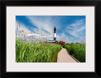 USA, New York, Long Island, Path To The Fire Island Lighthouse Surrounded By Beach Grass