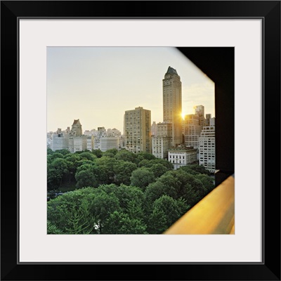 USA, NYC, Central Park, Manhattan, Overhead view of Central Park at dusk