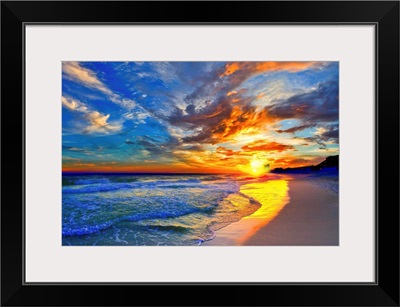 Amazing Red Blue Sunset Beach Canvas