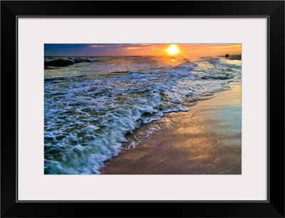 Blue Beach Sunset-Sandy Patterned Shoreline
