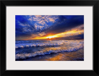 Blue Orange Ocean Sunset Landscape