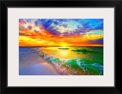 Ocean Wave Sunset Orange Beach Sunset Canvas